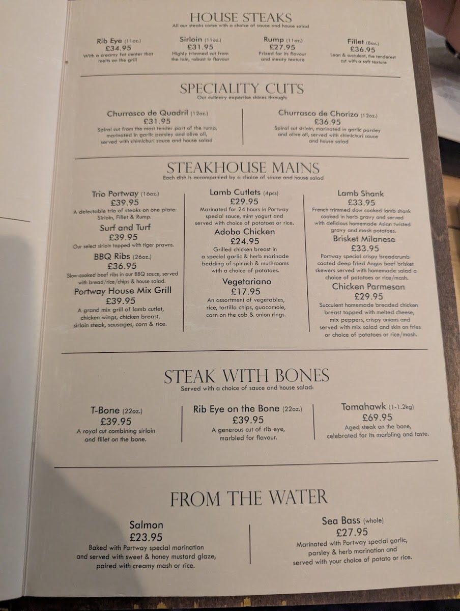 Portway Steakhouse & Cafe Menu - Image 2